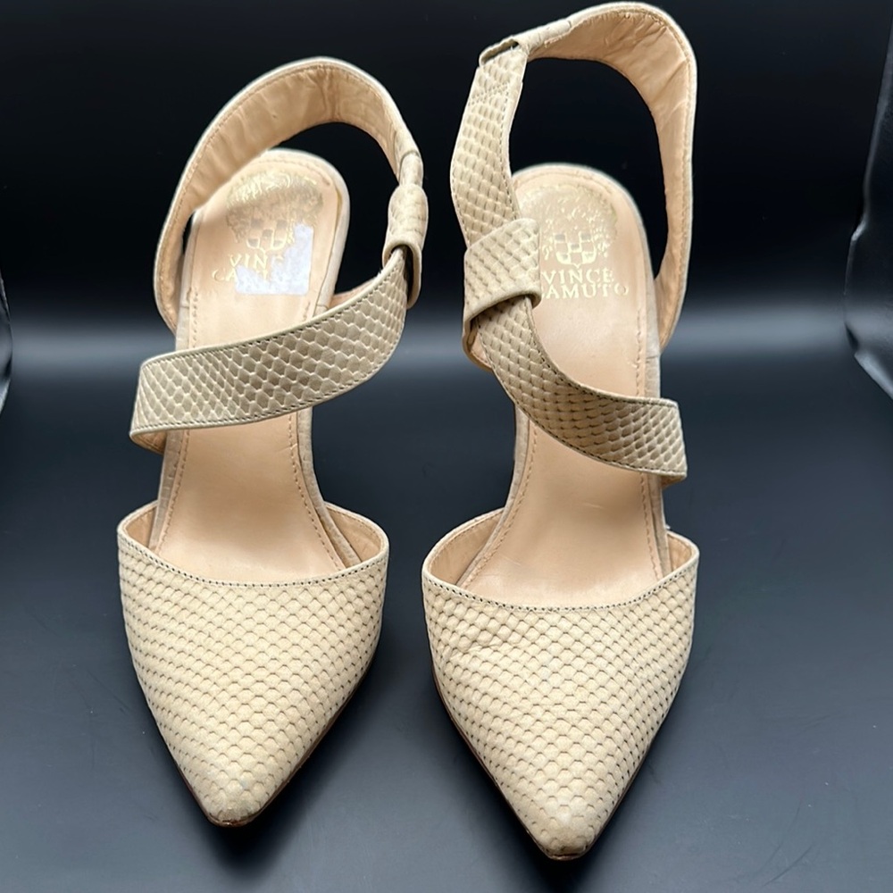 Vince Camuto Cream Textured Slingback Heels